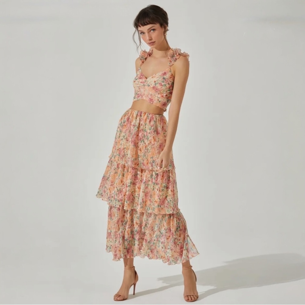 ASTR floral maxi and top set top and skirt size L/M